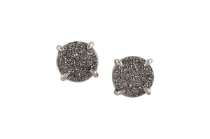 5 Way Druzy Earrings Studs Silver