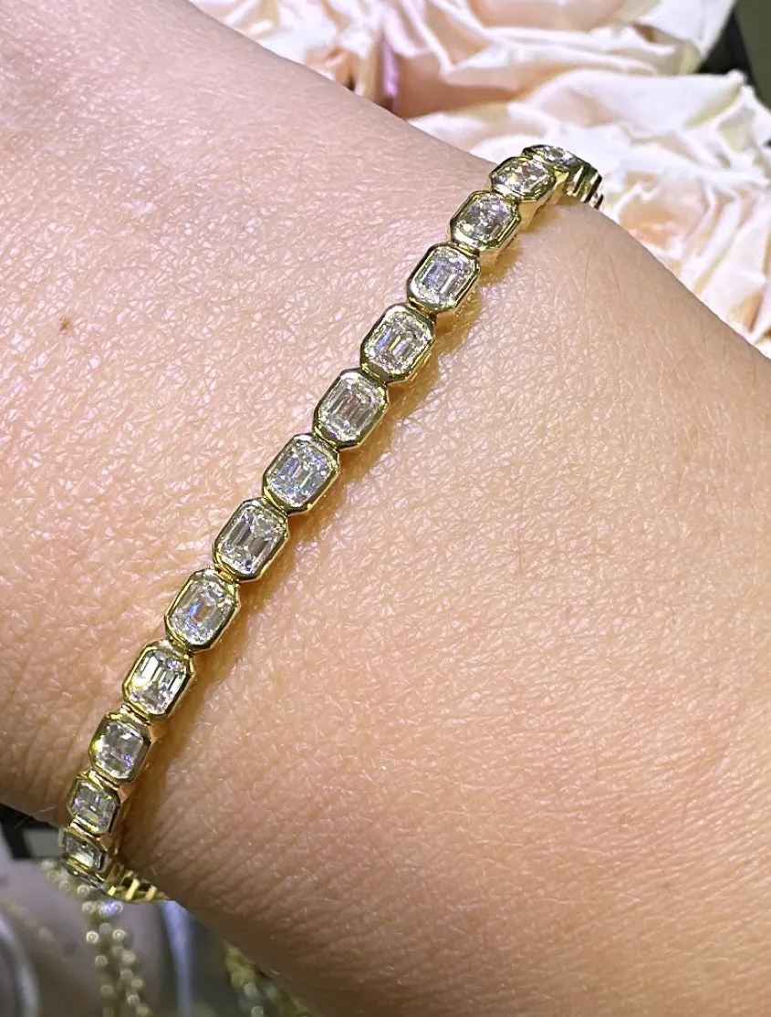 5.52ct tw Emerald-cut Diamond Bezel Set Tennis Bracelet