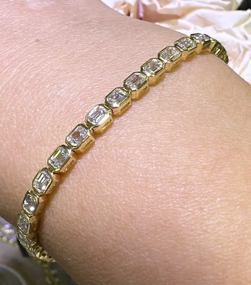 5.52ct tw Emerald-cut Diamond Bezel Set Tennis Bracelet