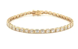 5.52ct tw Emerald-cut Diamond Bezel Set Tennis Bracelet