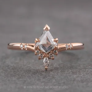 .64 Carat Icy Salt and Pepper Kite Diamond Engagement Ring, Flora Setting, 14k Rose Gold