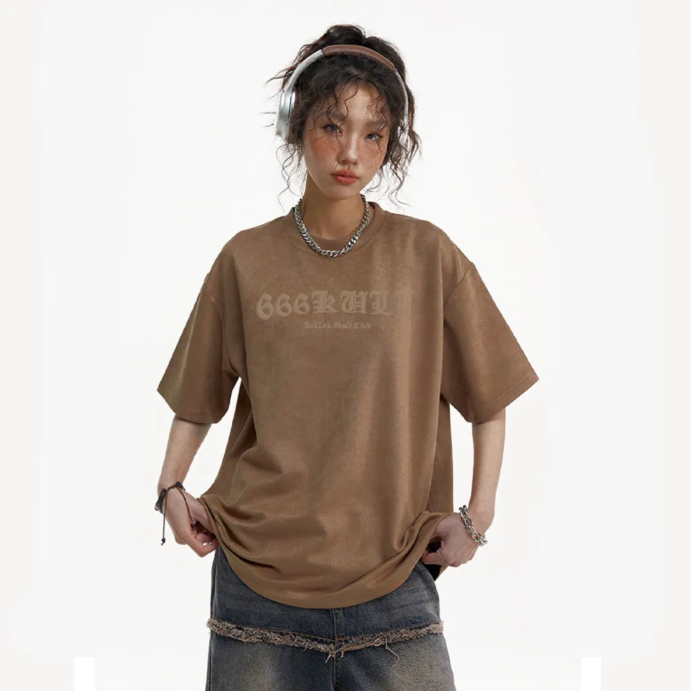 6Kull Vintage Skull Wings Suede T-Shirt