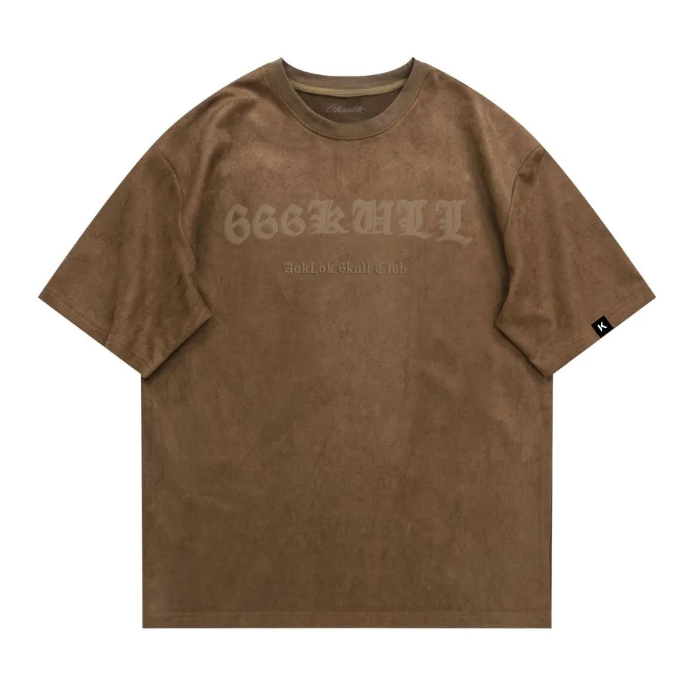 6Kull Vintage Skull Wings Suede T-Shirt