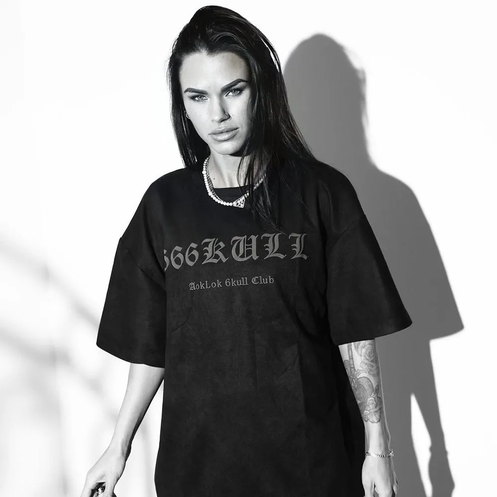 6Kull Vintage Skull Wings Suede T-Shirt