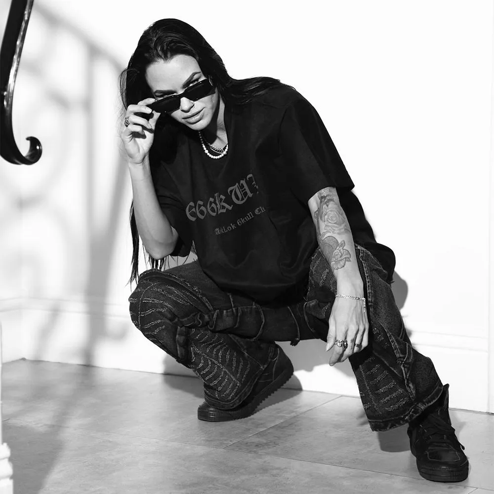 6Kull Vintage Skull Wings Suede T-Shirt