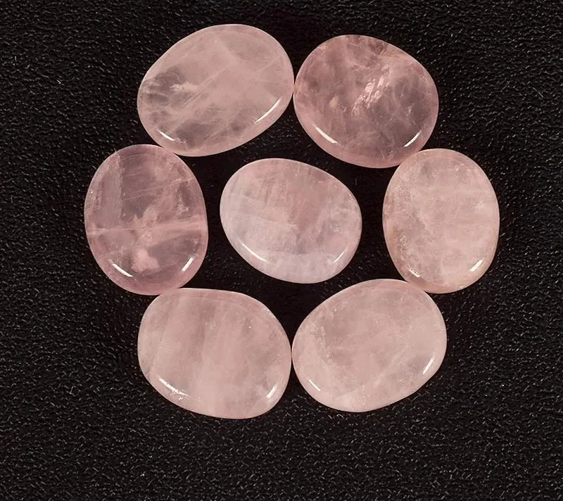 7pcs Flat Natural Crystal Palm Stone