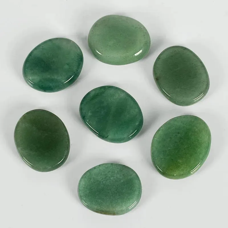 7pcs Flat Natural Crystal Palm Stone