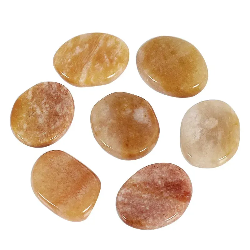 7pcs Flat Natural Crystal Palm Stone