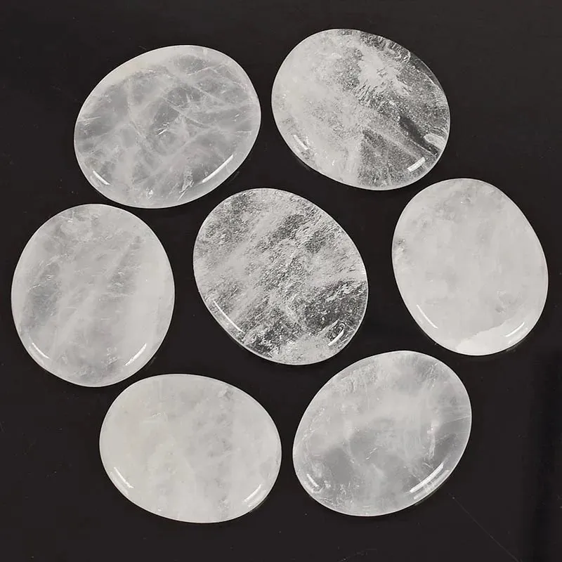 7pcs Flat Natural Crystal Palm Stone