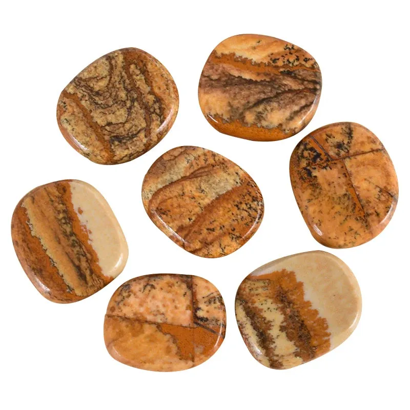 7pcs Flat Natural Crystal Palm Stone