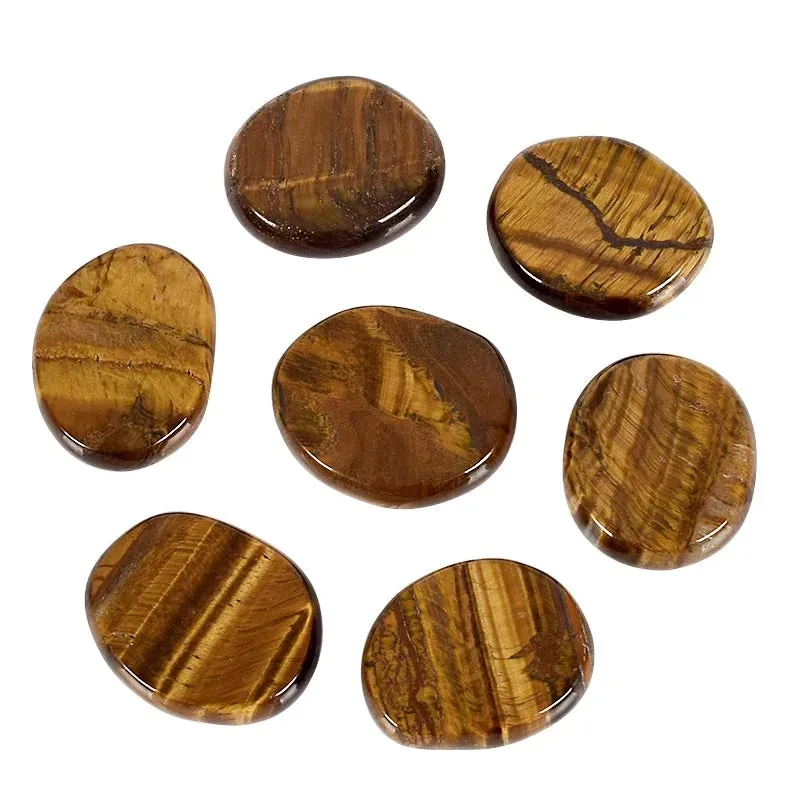 7pcs Flat Natural Crystal Palm Stone