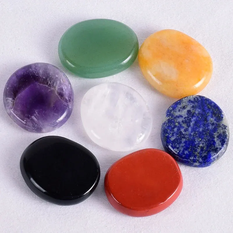 7pcs Flat Natural Crystal Palm Stone