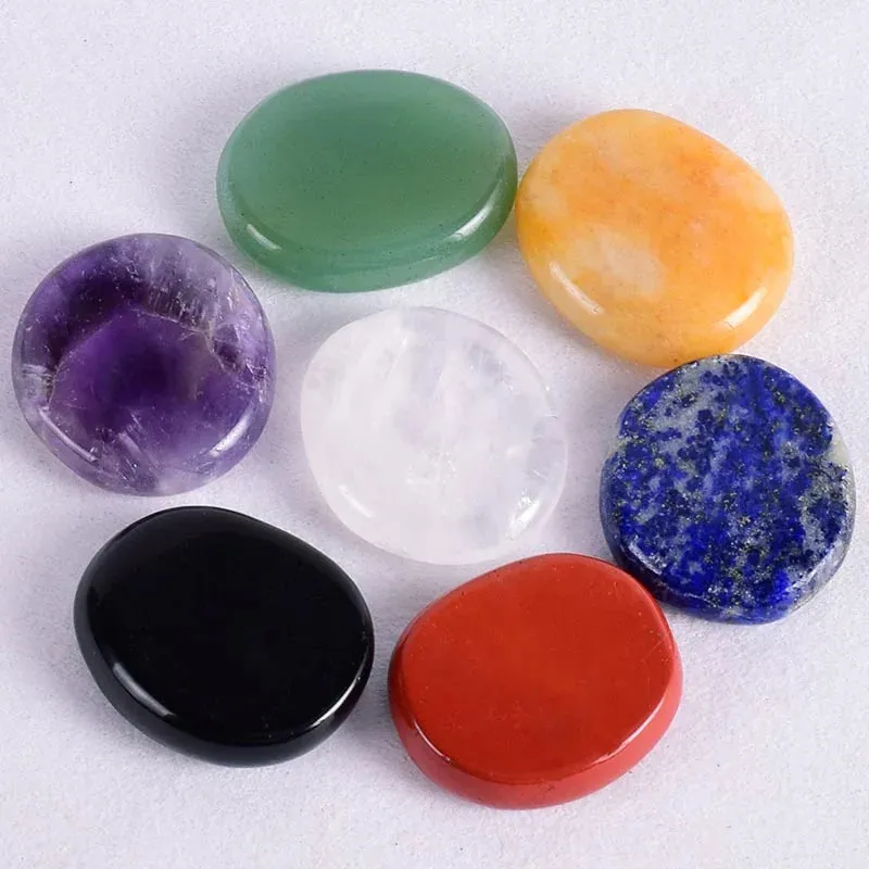 7pcs Flat Natural Crystal Palm Stone