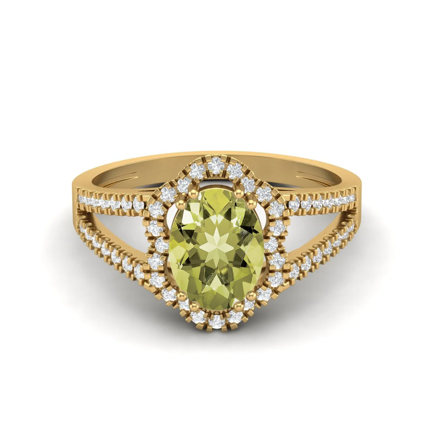 8x6mm Oval Shaped Lemon Quartz Ring 925 Sterling Silver Bridal Ring