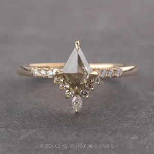 .91 Carat Salt and Pepper Kite Diamond Engagement Ring, Avaline Setting, 14K Yellow Gold