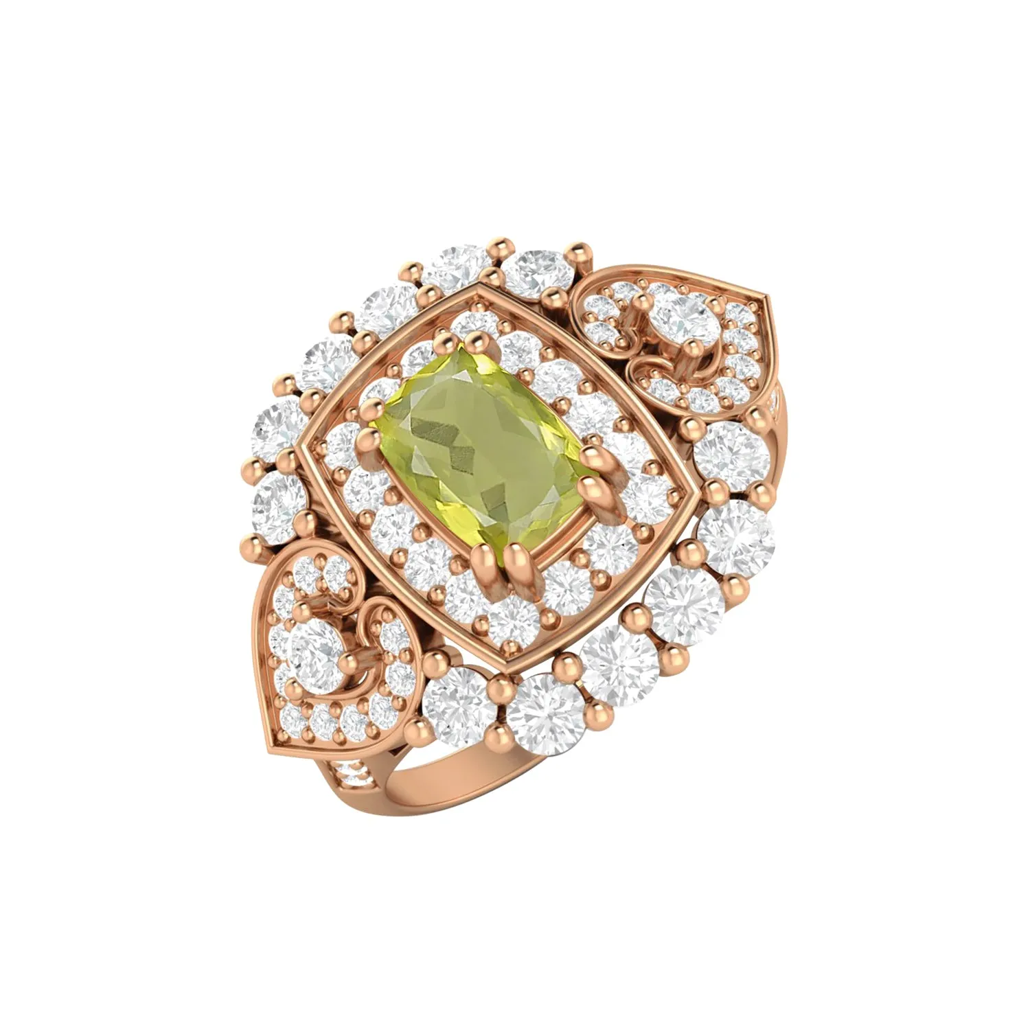 925 Sterling Silver Lemon Quartz Bridal Promise Ring Art Deco Wedding Ring
