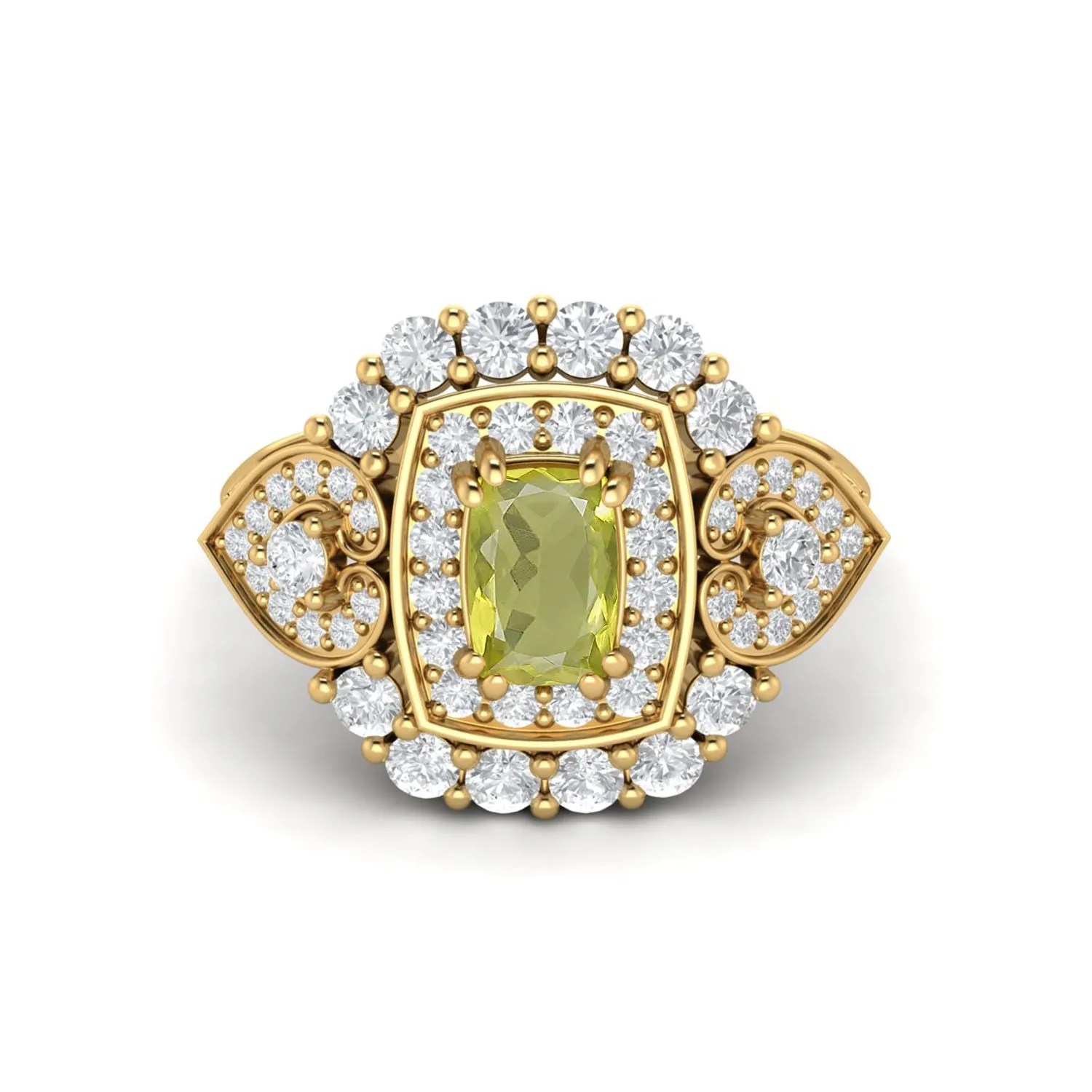925 Sterling Silver Lemon Quartz Bridal Promise Ring Art Deco Wedding Ring