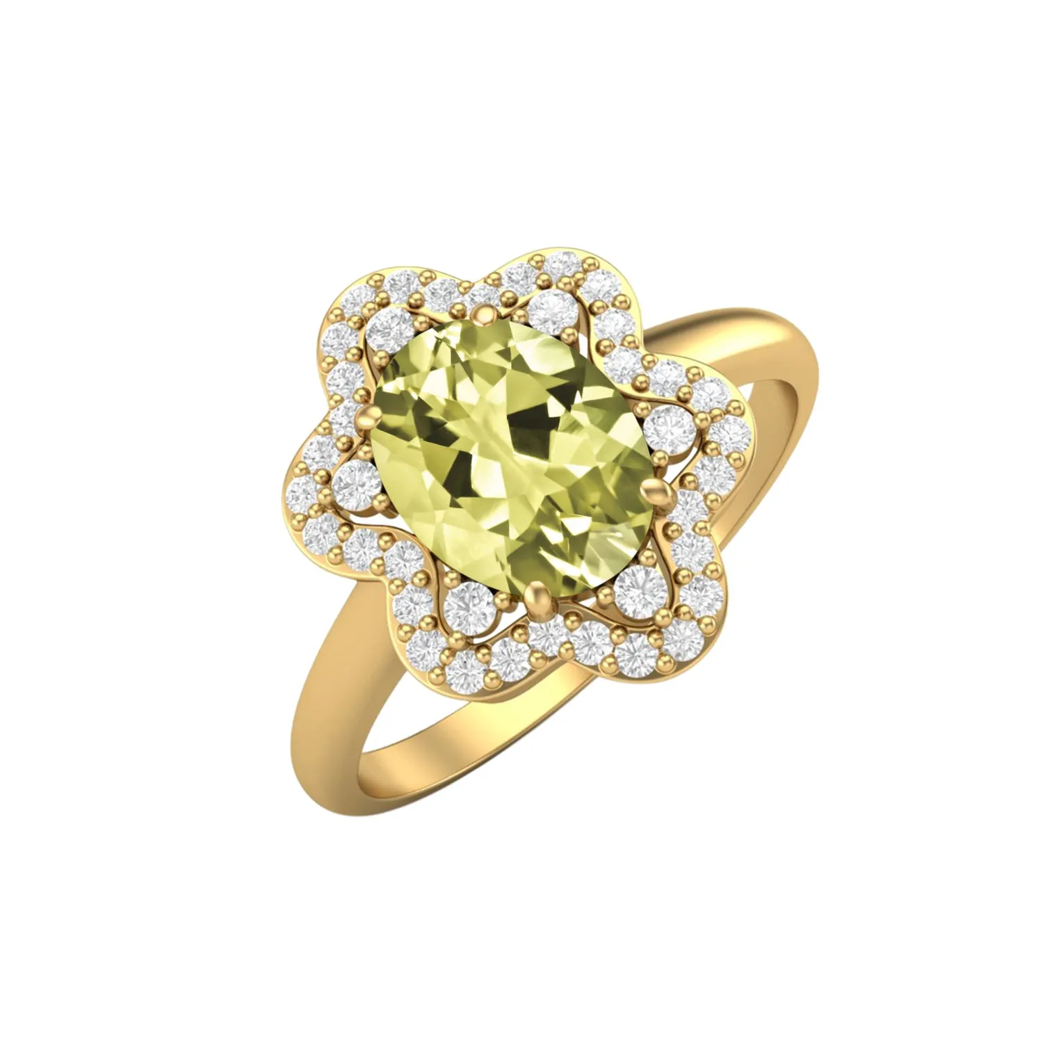 925 Sterling Silver Lemon Quartz Engagement Ring Unique Bridal Ring
