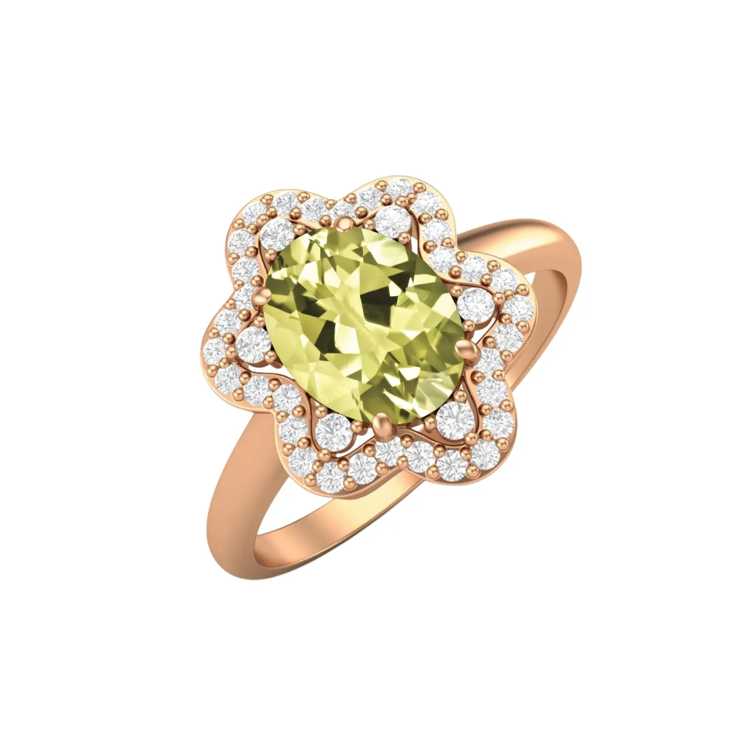 925 Sterling Silver Lemon Quartz Engagement Ring Unique Bridal Ring