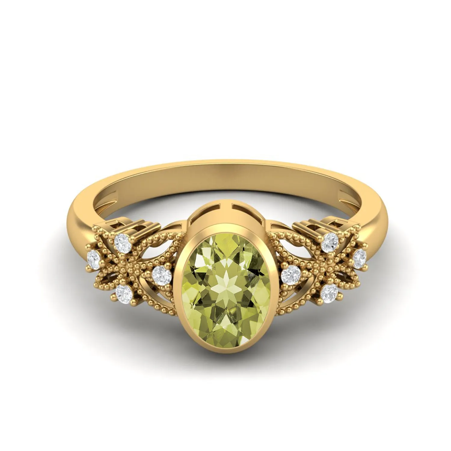 925 Sterling Silver Lemon Quartz Ring 7x5mm Solitaire Ring