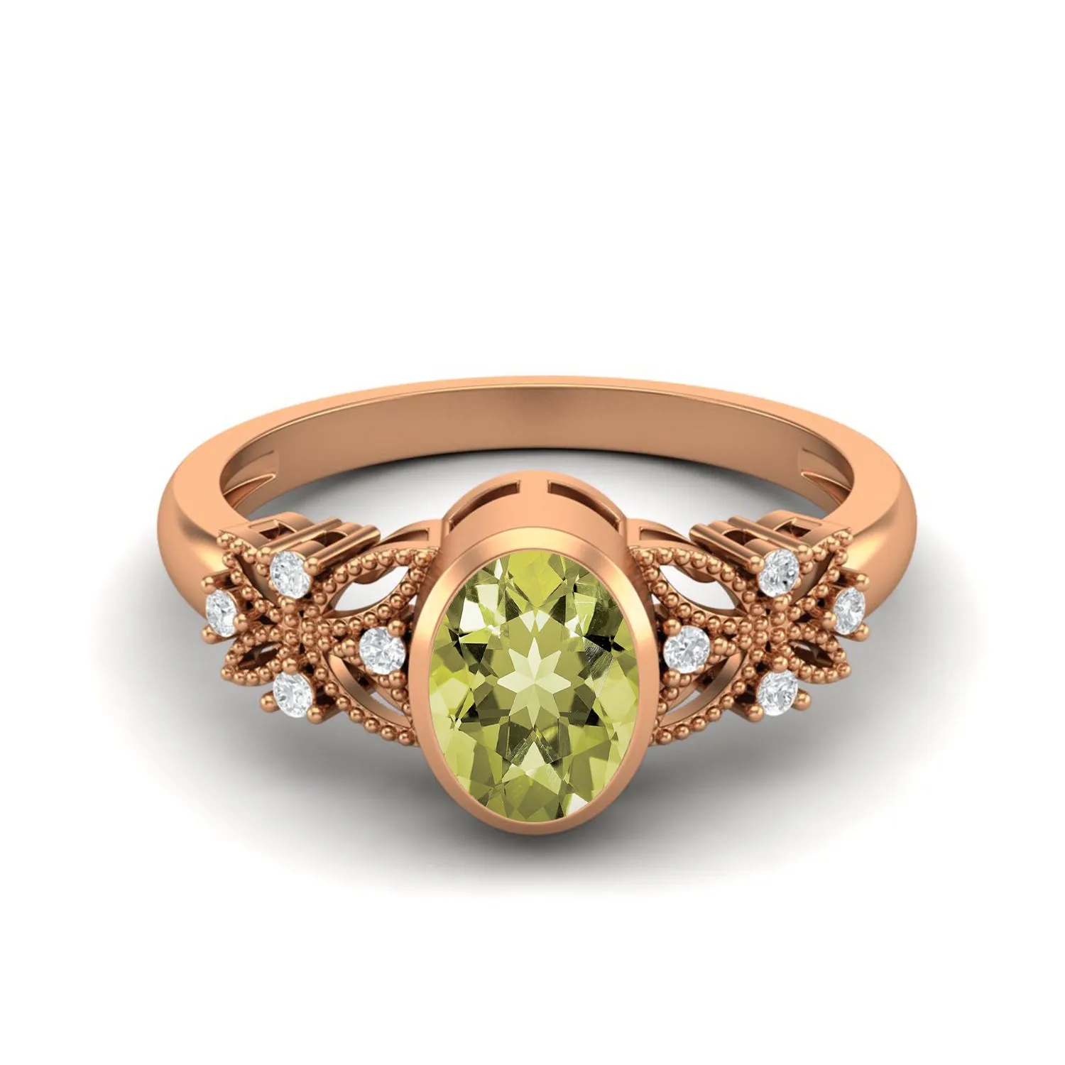 925 Sterling Silver Lemon Quartz Ring 7x5mm Solitaire Ring
