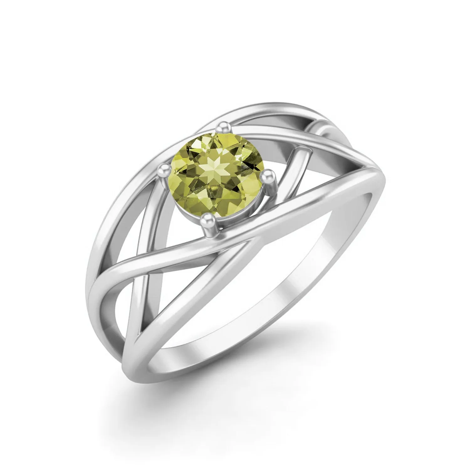 925 Sterling Silver Lemon Quartz Ring Antique Crossover Ring