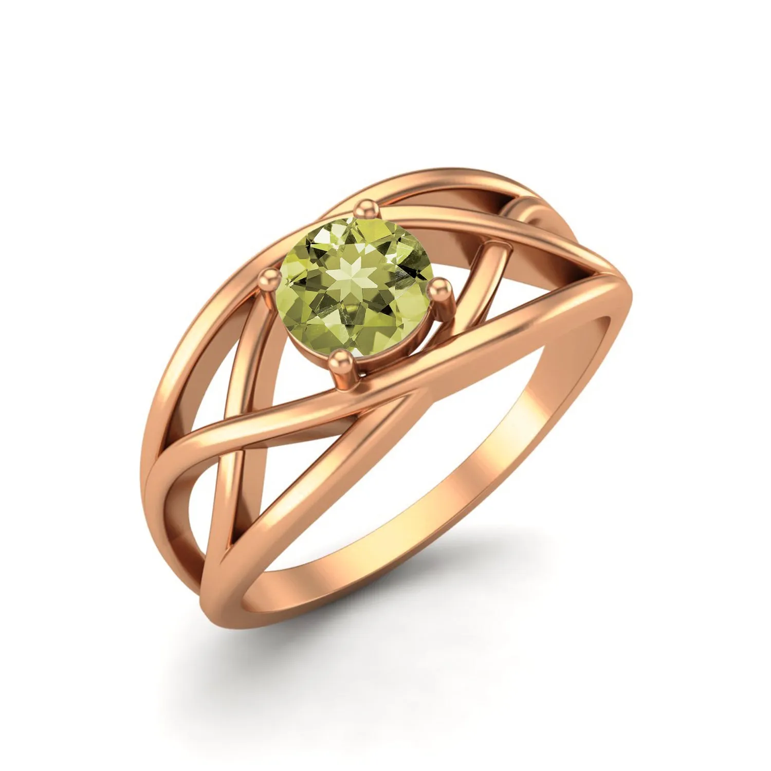 925 Sterling Silver Lemon Quartz Ring Antique Crossover Ring