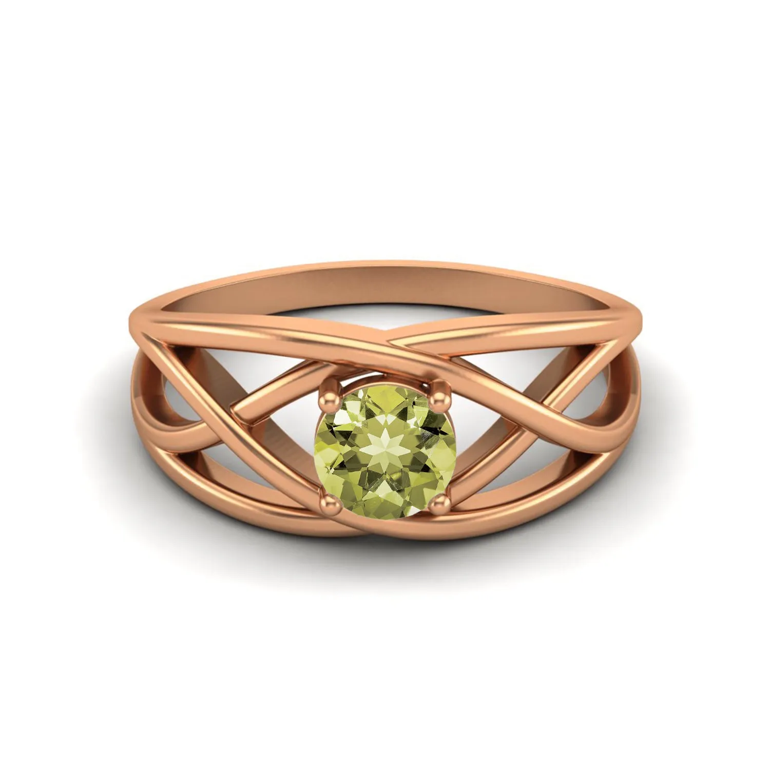 925 Sterling Silver Lemon Quartz Ring Antique Crossover Ring