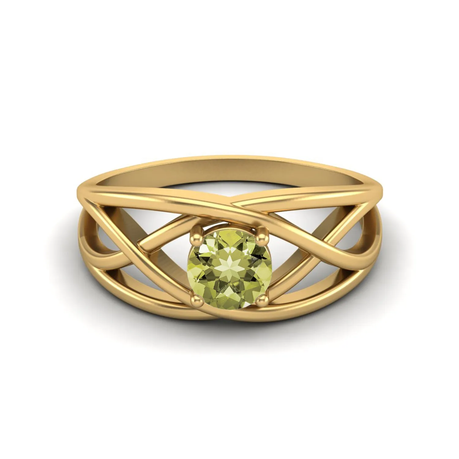 925 Sterling Silver Lemon Quartz Ring Antique Crossover Ring