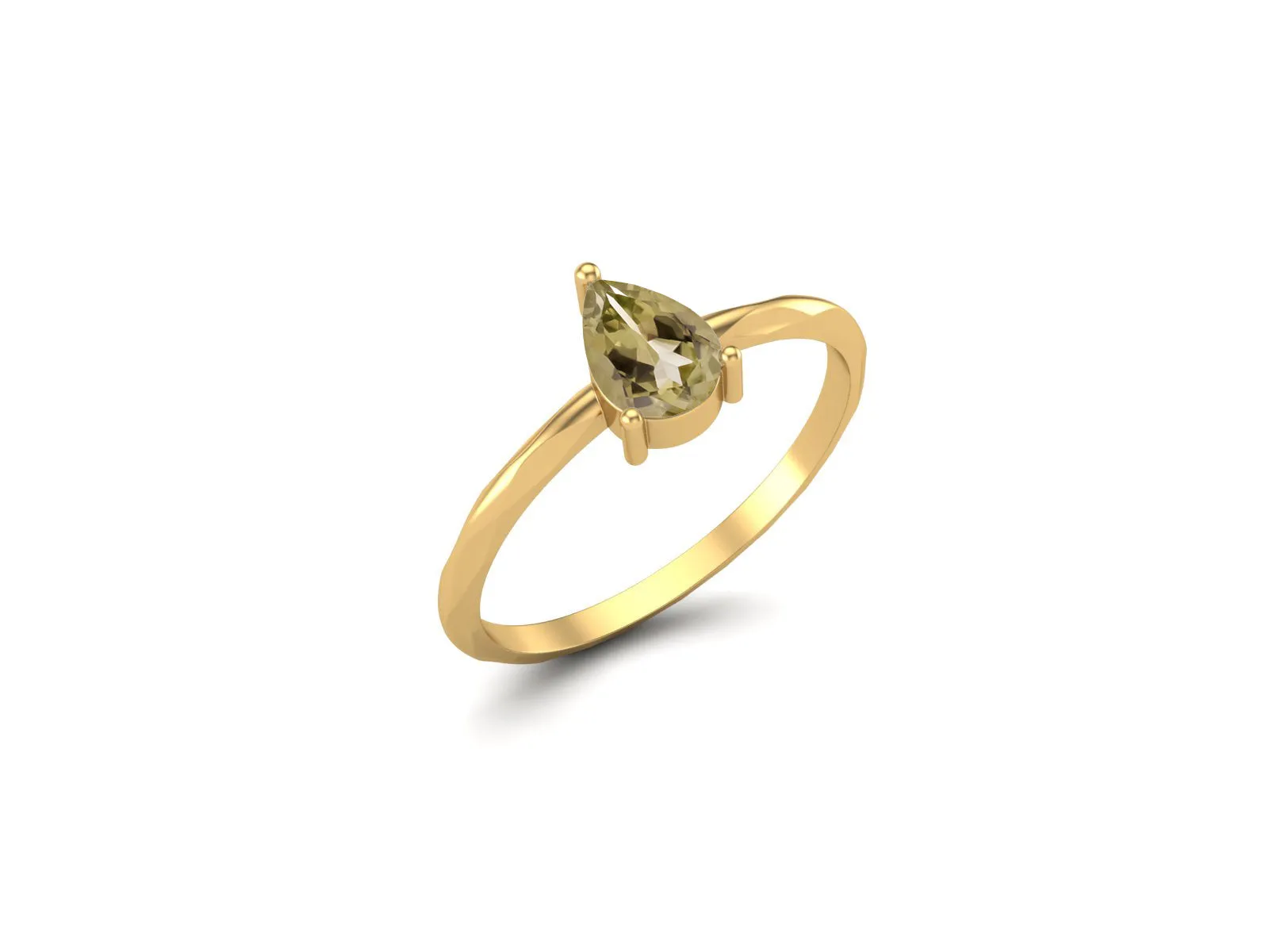 925 Sterling Silver Lemon Quartz Wedding Ring Women Solitaire Bridal Anniversary Ring