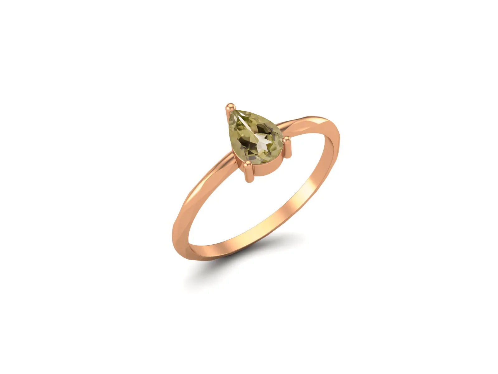 925 Sterling Silver Lemon Quartz Wedding Ring Women Solitaire Bridal Anniversary Ring