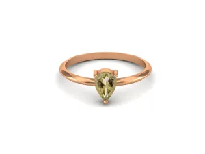 925 Sterling Silver Lemon Quartz Wedding Ring Women Solitaire Bridal Anniversary Ring