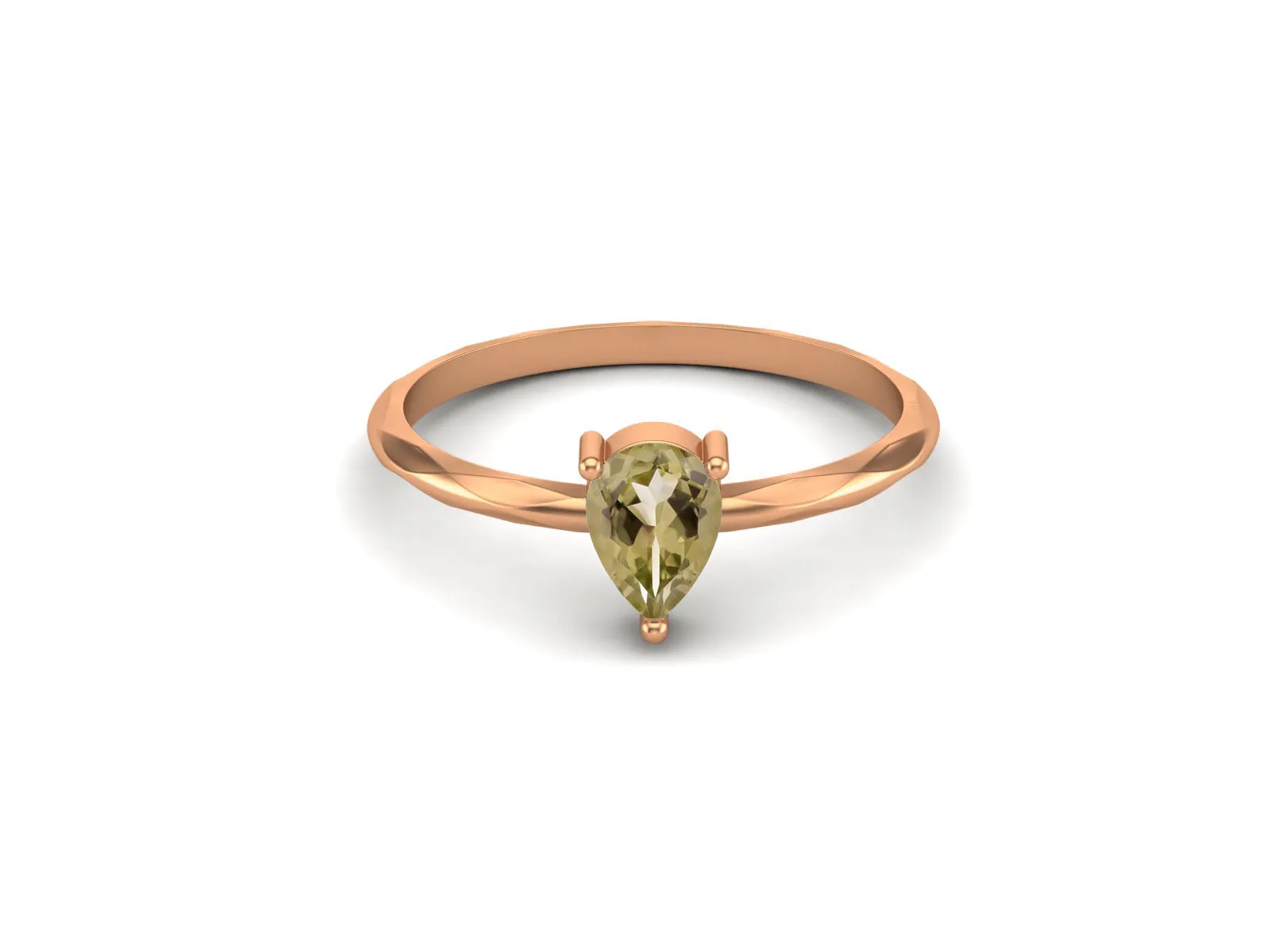 925 Sterling Silver Lemon Quartz Wedding Ring Women Solitaire Bridal Anniversary Ring