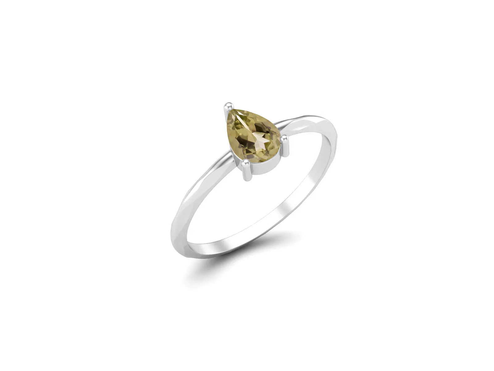 925 Sterling Silver Lemon Quartz Wedding Ring Women Solitaire Bridal Anniversary Ring