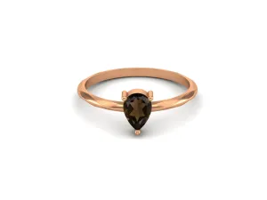 925 Sterling Silver Smoky Quartz Wedding Ring Solitaire Bridal Promise Ring