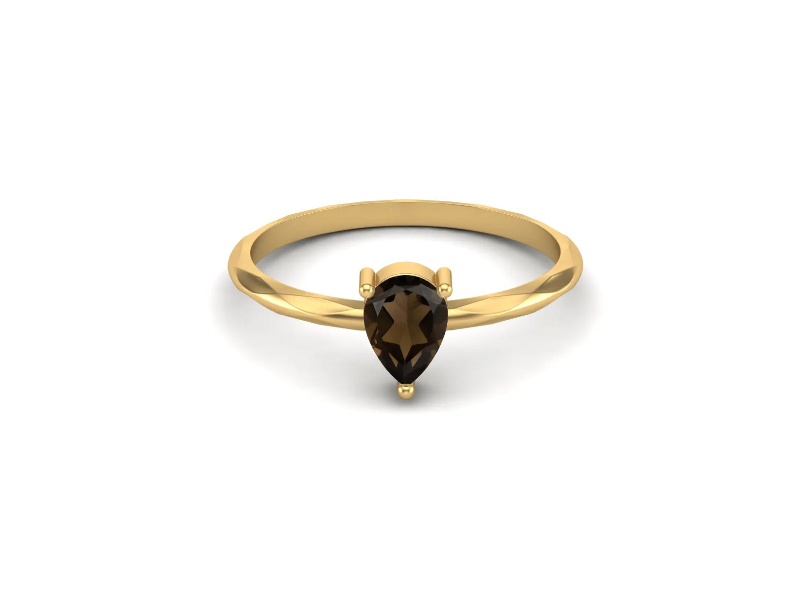 925 Sterling Silver Smoky Quartz Wedding Ring Solitaire Bridal Promise Ring