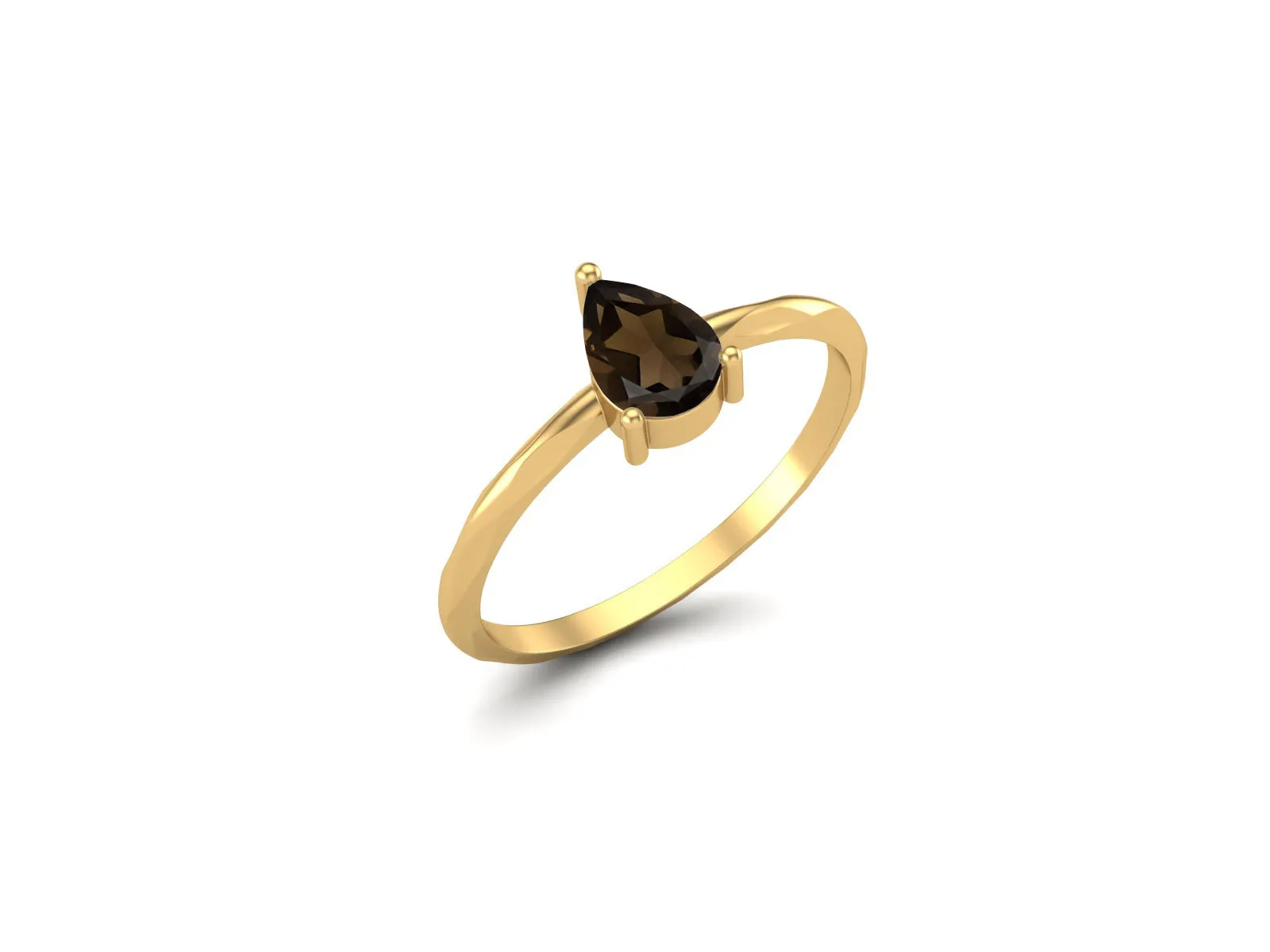 925 Sterling Silver Smoky Quartz Wedding Ring Solitaire Bridal Promise Ring