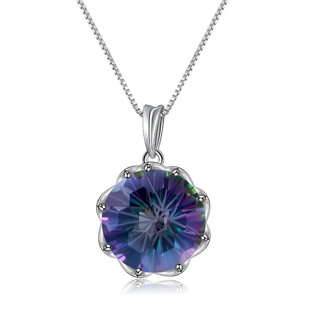 9.64Ct Natural Rainbow Mystic Quartz Pendant Necklace – 925 Sterling Silver Fine Jewelry