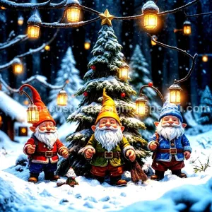 A Gnome Christmas Snow Gnomes AI Created One of a Kind Digital Download Canvas Poster Wall Art Print DIY Printable Gift Make Your Own Crafts
