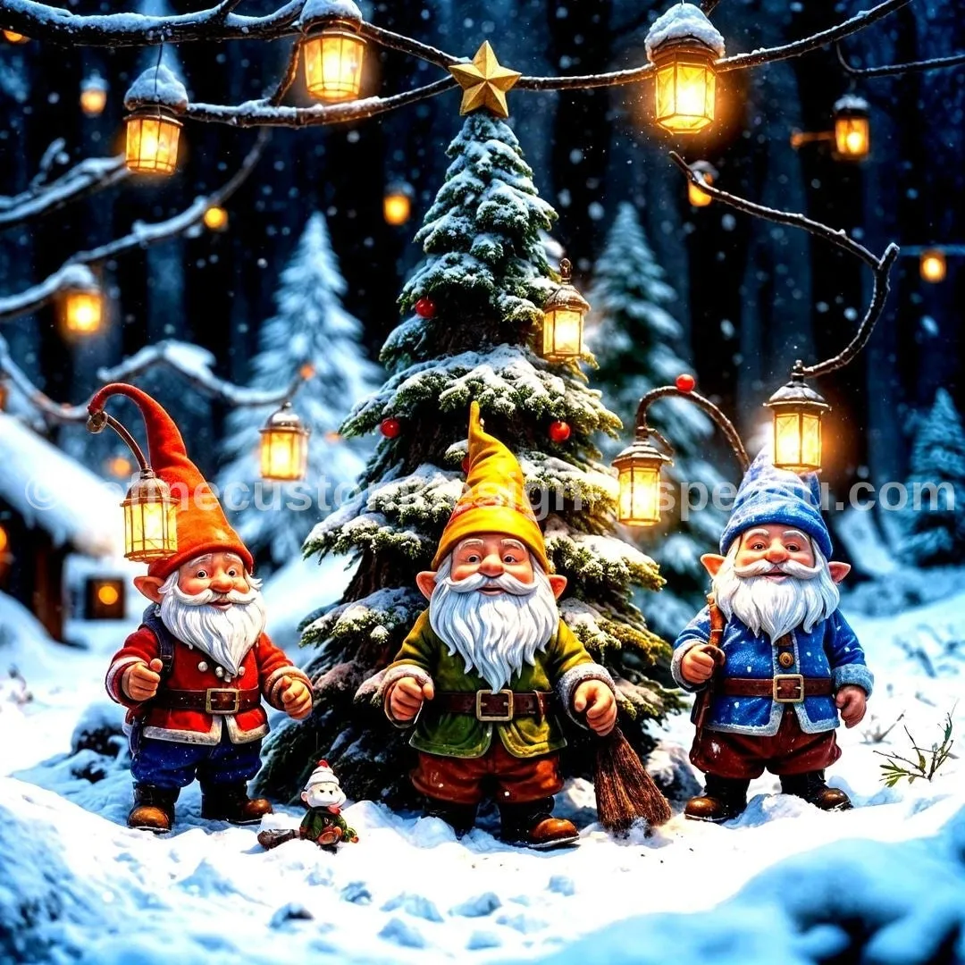 A Gnome Christmas Snow Gnomes AI Created One of a Kind Digital Download Canvas Poster Wall Art Print DIY Printable Gift Make Your Own Crafts