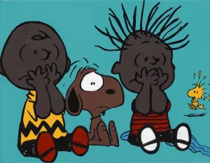 AAUGH! - FOBP - Black Charlie Brown & Snoopy portrait art - Limited Edition Giclee Art Prints - Vakseen Art