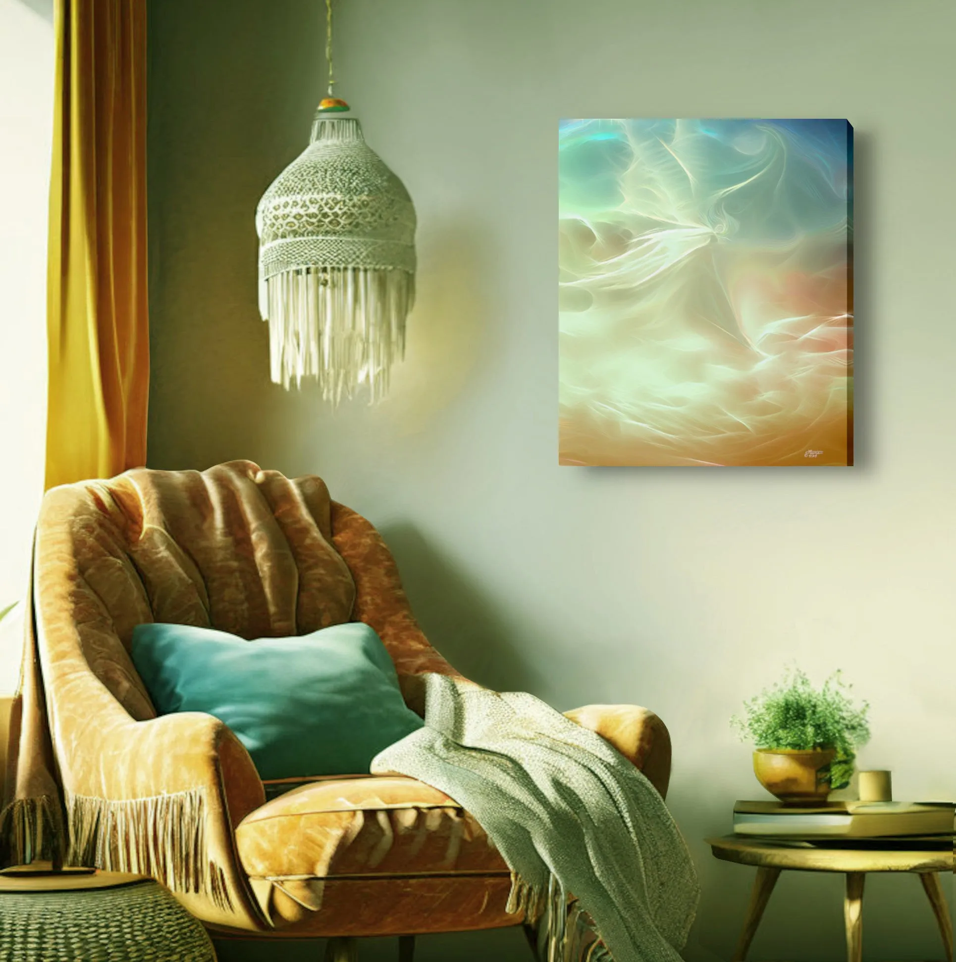Abstract Art in Warm Pastel Tones, Ethereal Artwork Print, Zen Meditation - Riding out the Storm