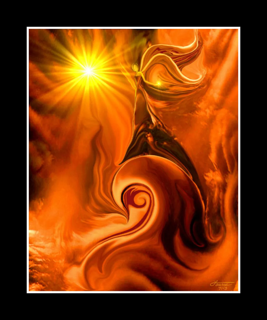 Abstract Reiki Angel, Orange Sacral Chakra Art Print  -"Ride the Wave"