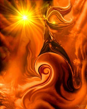 Abstract Reiki Angel, Orange Sacral Chakra Art Print  -"Ride the Wave"