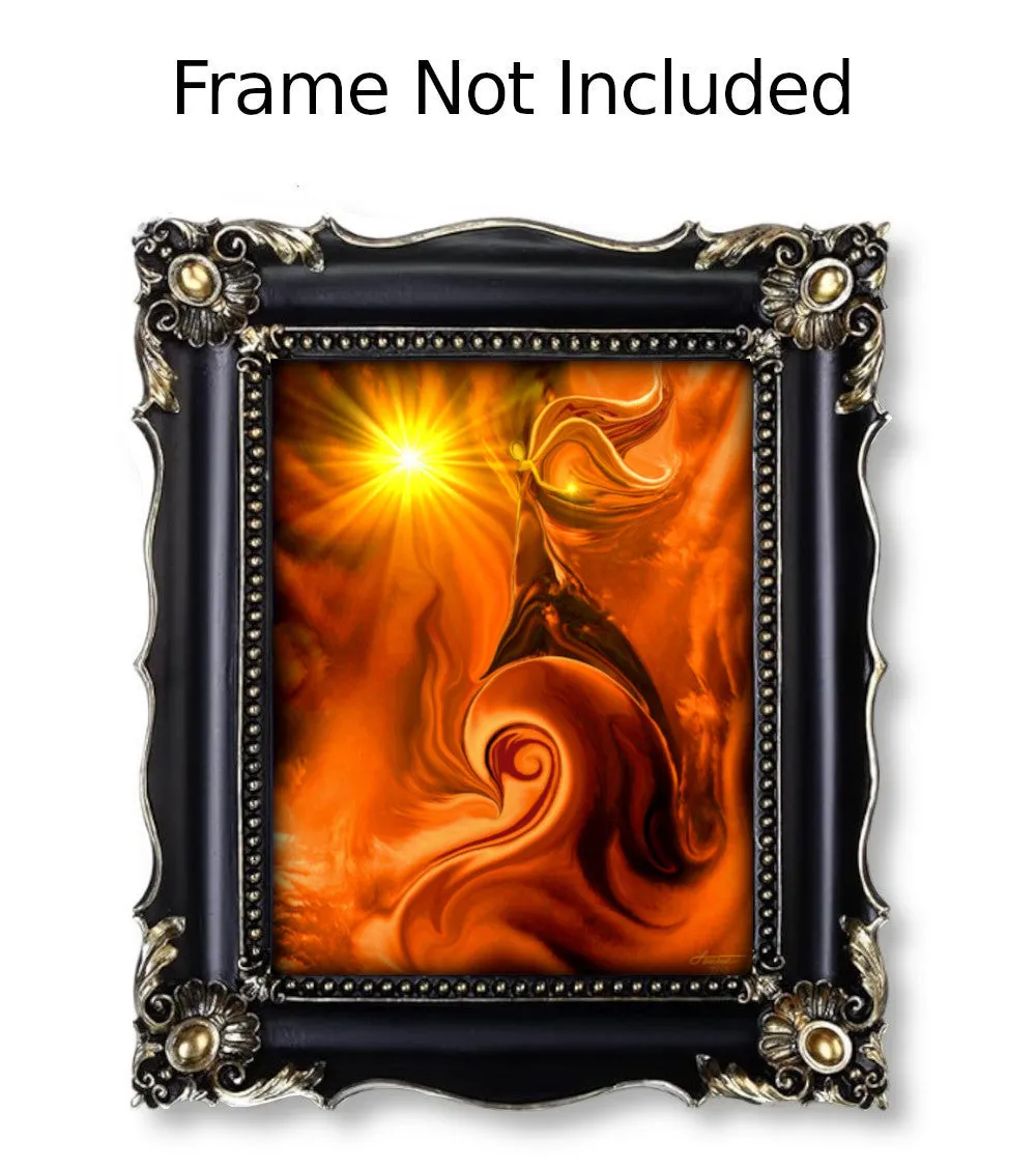 Abstract Reiki Angel, Orange Sacral Chakra Art Print  -"Ride the Wave"
