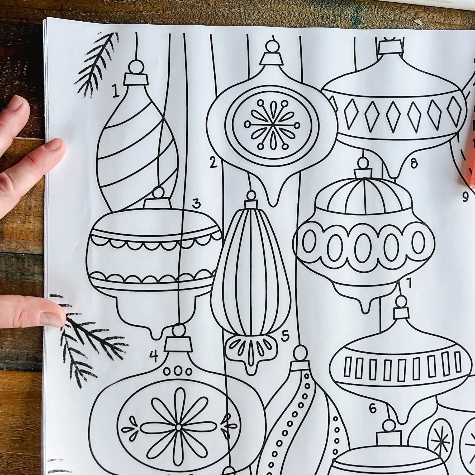 Advent Christmas bulb coloring calendar