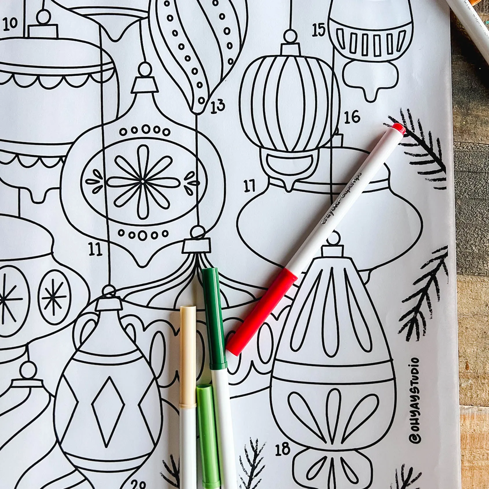 Advent Christmas bulb coloring calendar