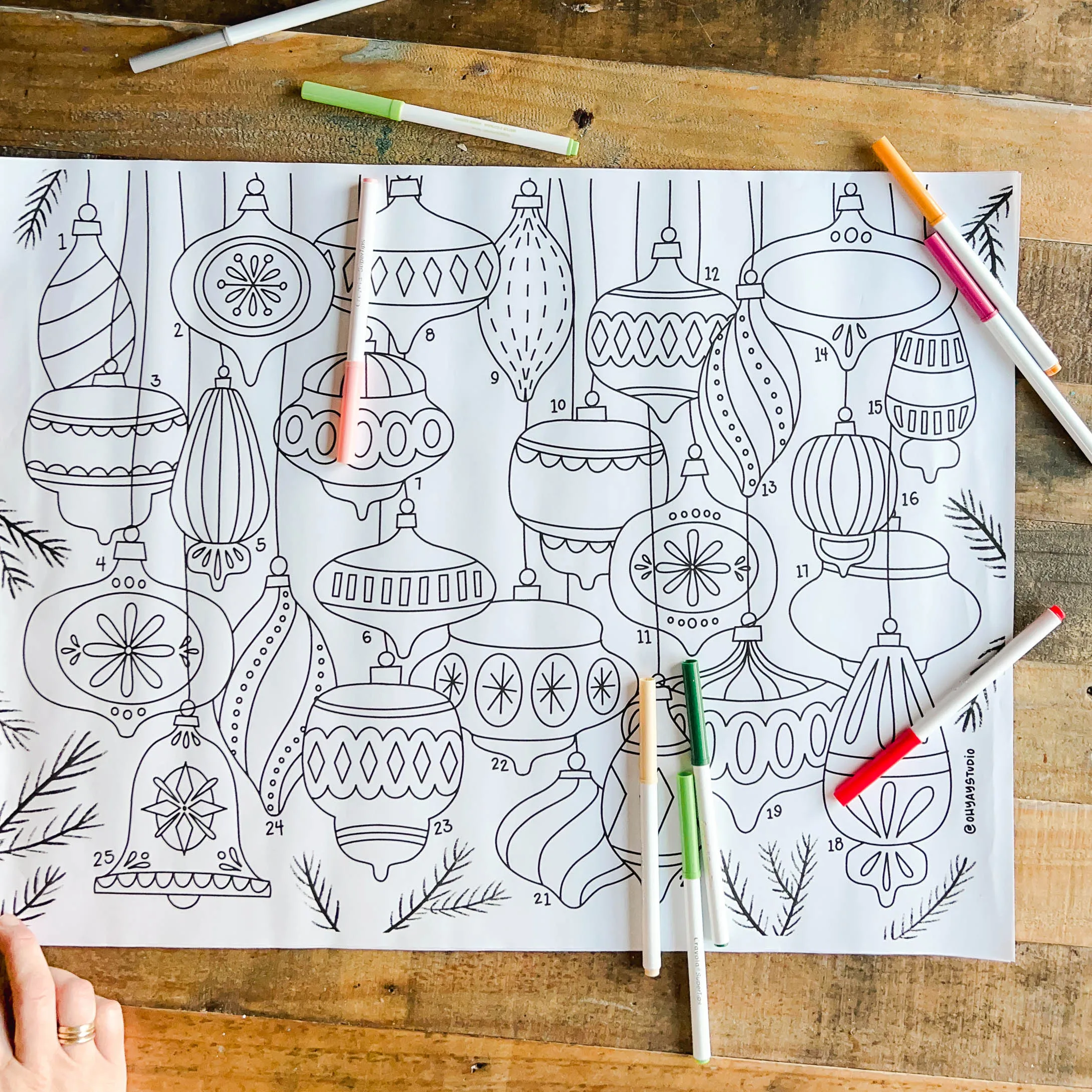 Advent Christmas bulb coloring calendar