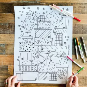 Advent Stacked presents coloring calendar