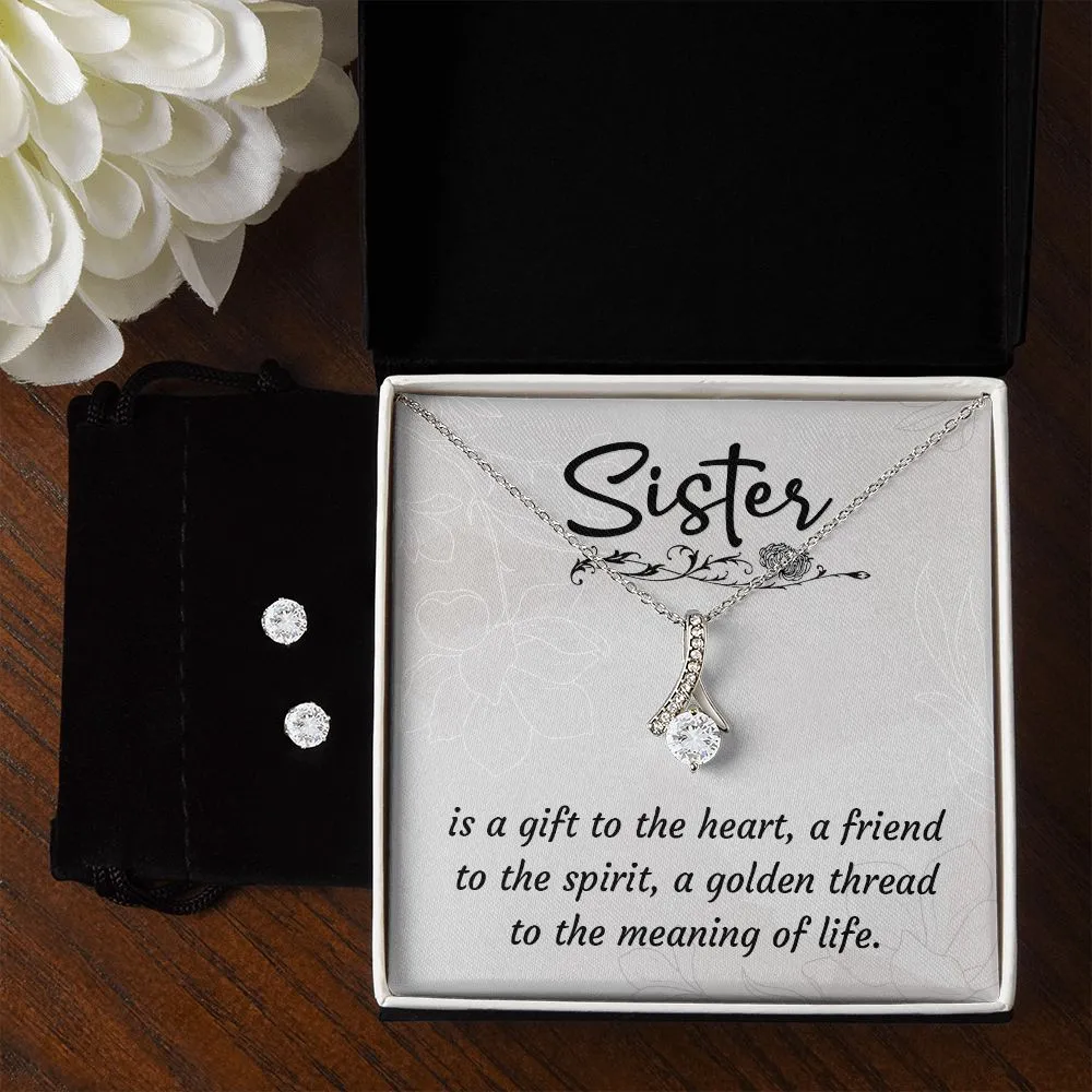Alluring Beauty Necklace and Cubic Zirconia Earring Set, Sister Gift, Mom, Christmas, Jewelry, Necklace, Message Card
